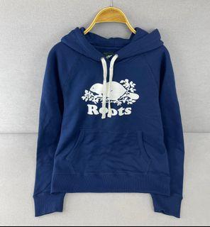 零碼特價! 歐規 加拿大 海貍  ROOTS 女款 男可穿 經典  刷毛 植絨 印花 帽T 大學T 長T 厚T (Q)
