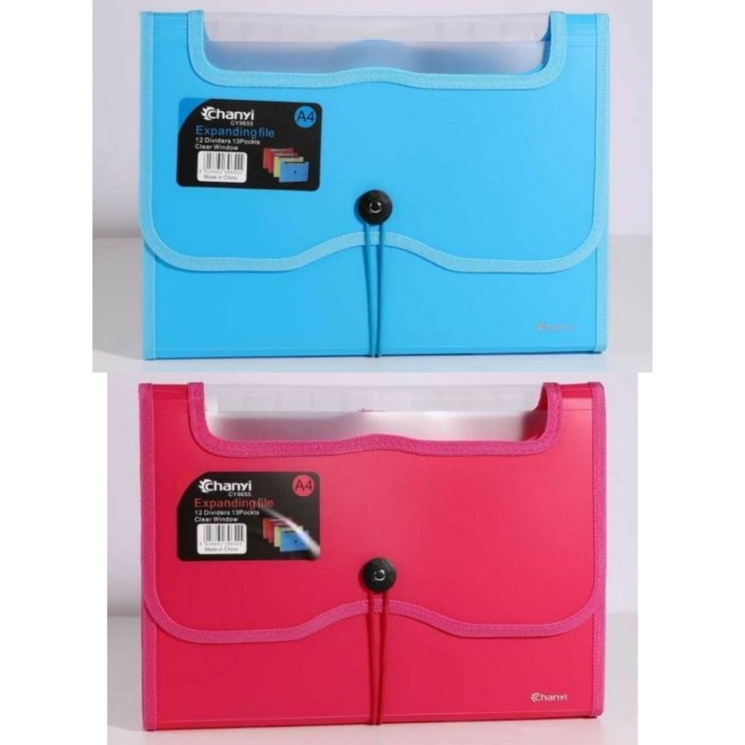A4 13 Pockets Colored File Organizer / Expanding Envelope blue / pink