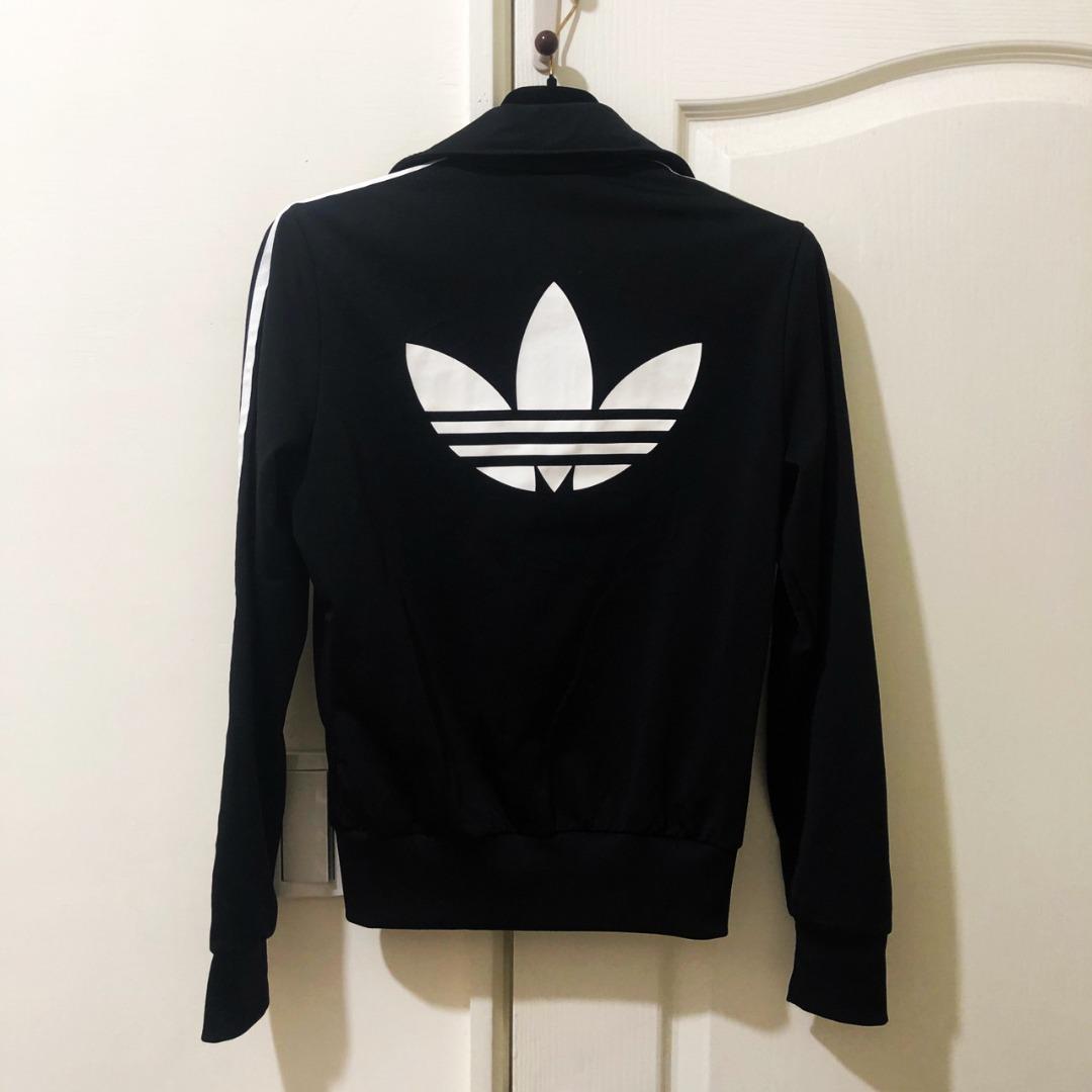 adidas originals 經典三葉草黑色直條運動外套