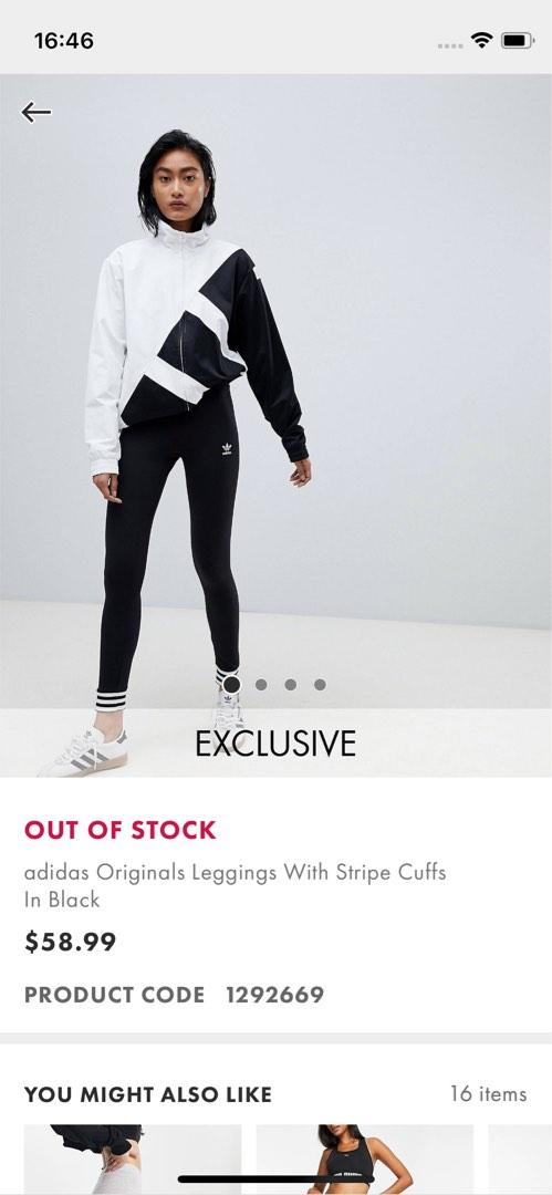 Adidas originals leggings with stripe cuffs in black hotsell