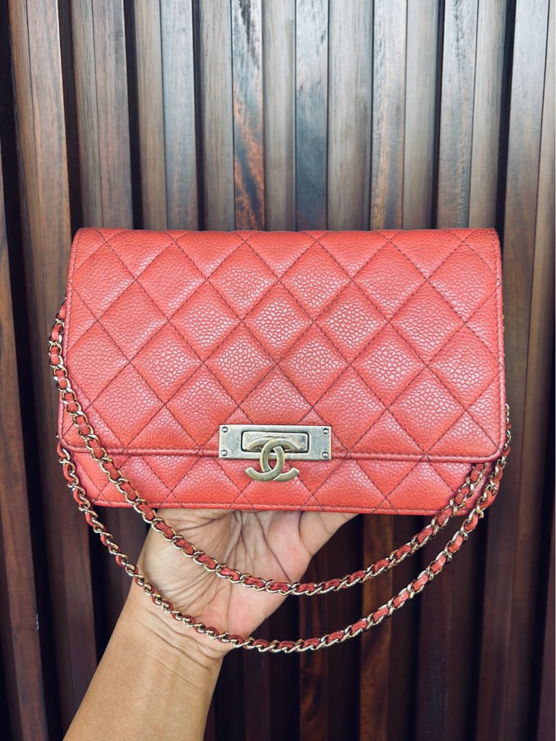 ☑️Authentic CHANEL Caviar WOC Red Pink Ghw (#25), Luxury, Bags