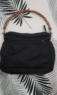 Authentic Gucci bamboo linen handbag