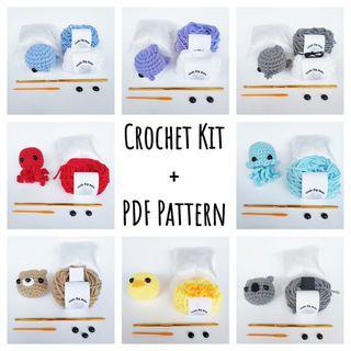 Crochet Kit for Beginners, 3PCS Crocheting Animal Kit for FrogPenguinOwl