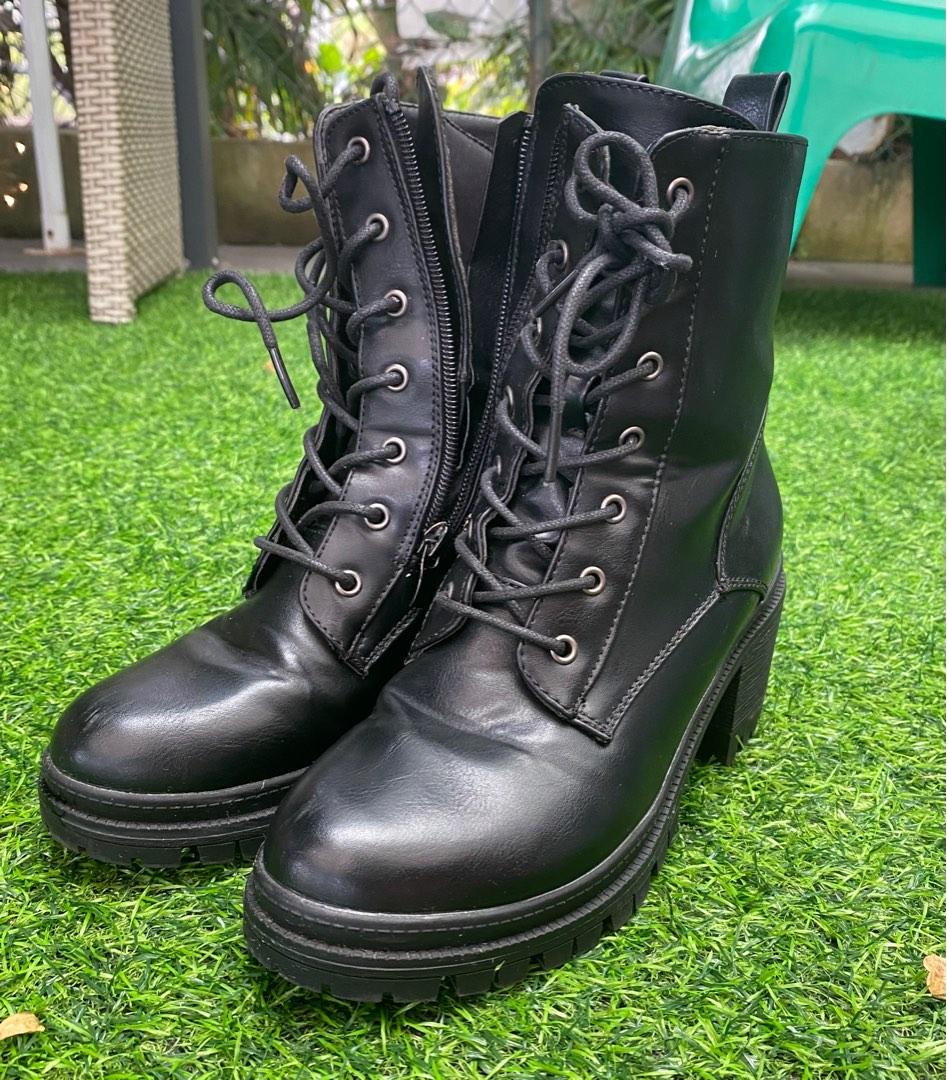Chunky heel combat boots sale