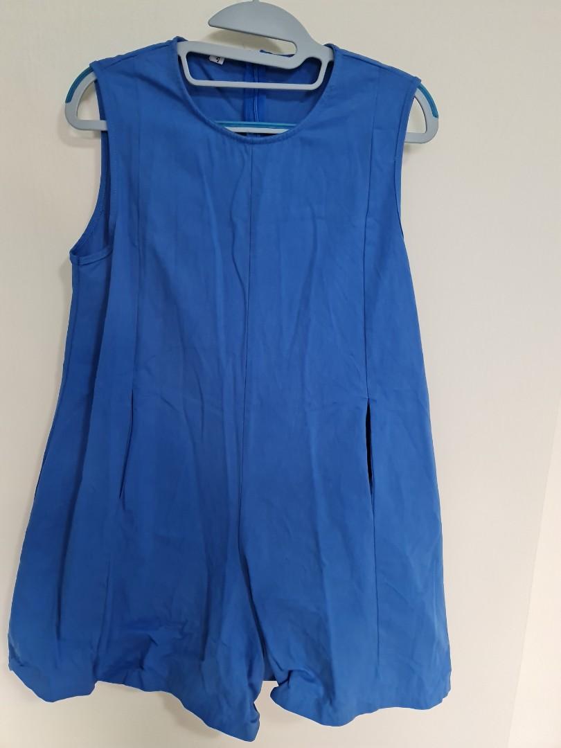 Blue jumpsuit (zara mango ), Women's Fashion, Dresses & Sets, Jumpsuits