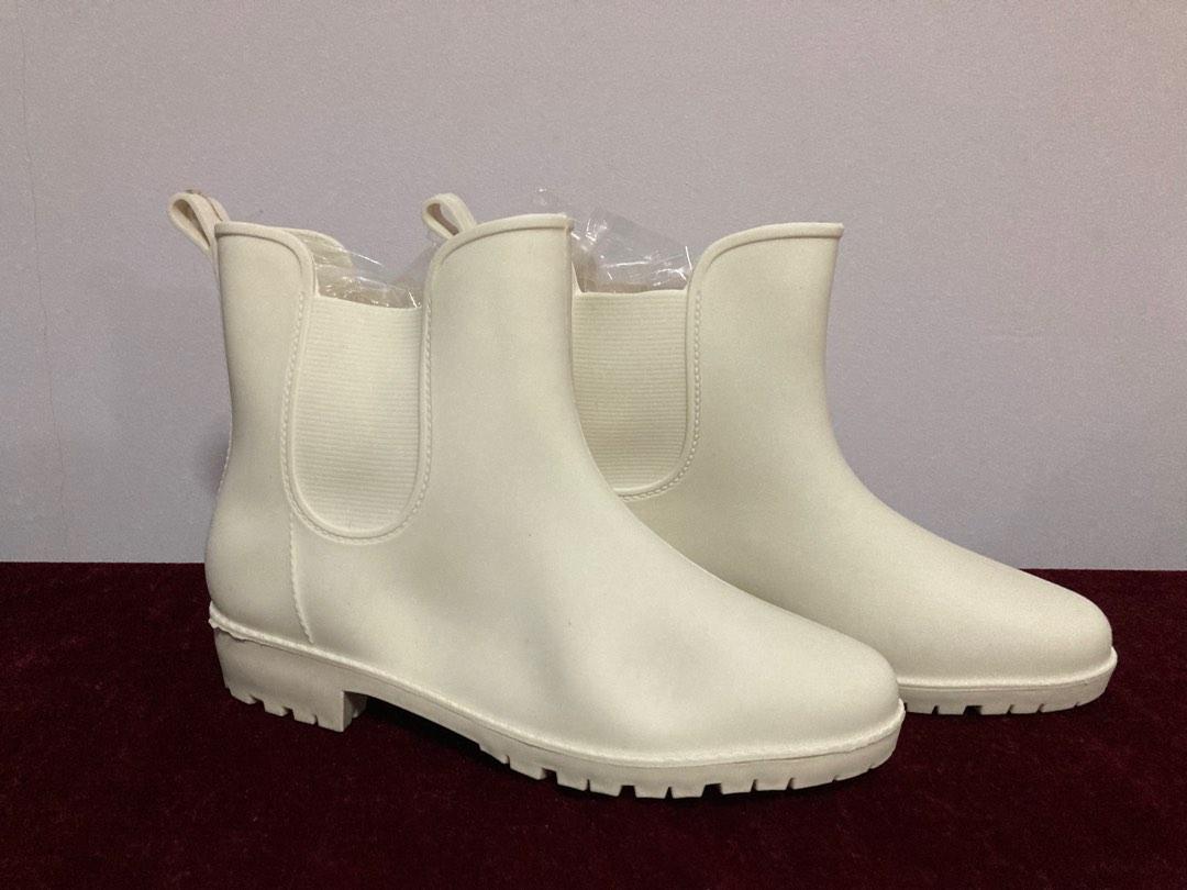 White chelsea online rain boots