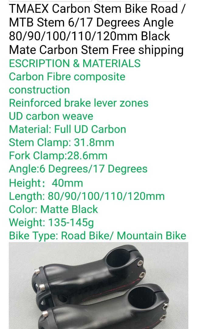 今日の超目玉】 ASYストアLIGHTWEIGHT VORBAU HM Carbon Road Bike Stem Matt-Black w Pink  110