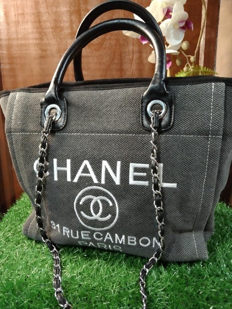 Chanel Deauville medium grey canvas tote bag, Women's Fashion, Bags &  Wallets, Tote Bags on Carousell