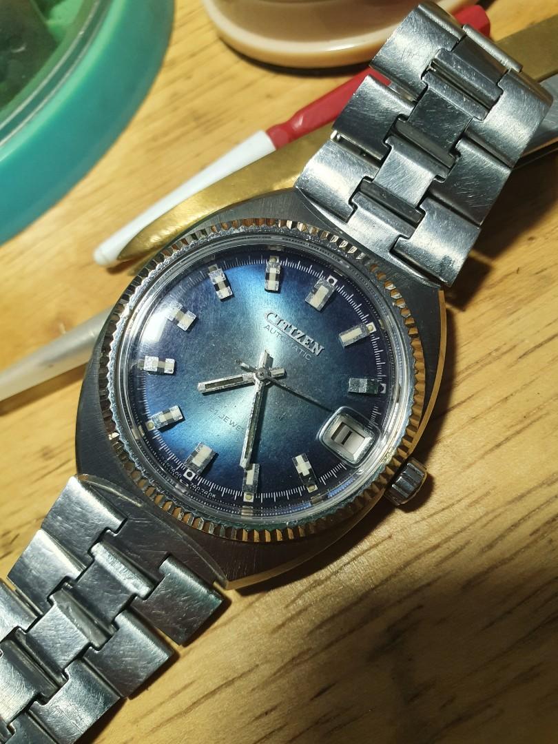 Citizen vintage fluted bezel blue 4 tone dial, Luxury, Watches on Carousell