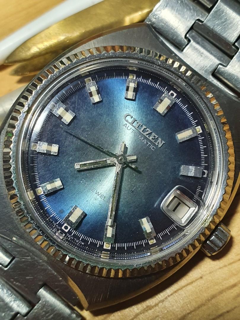 Citizen vintage fluted bezel blue 4 tone dial, Luxury, Watches on Carousell