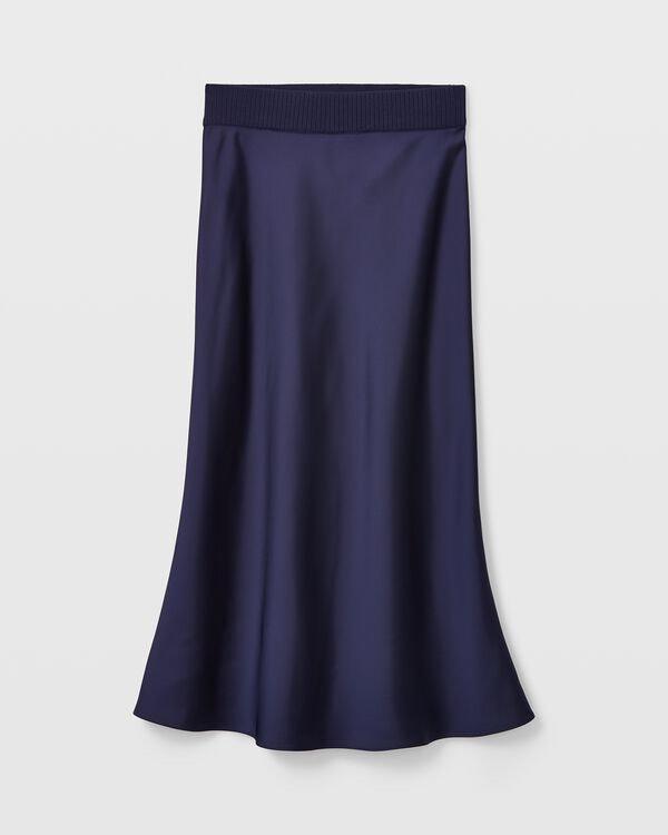 Club Monaco navy blue rib trimmed satin slip skirt US 2, 女裝, 褲