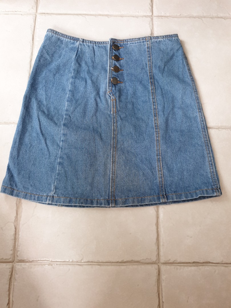 Denim Skirt With Front Bottons, Women's Fashion, Bottoms, Skirts on ...