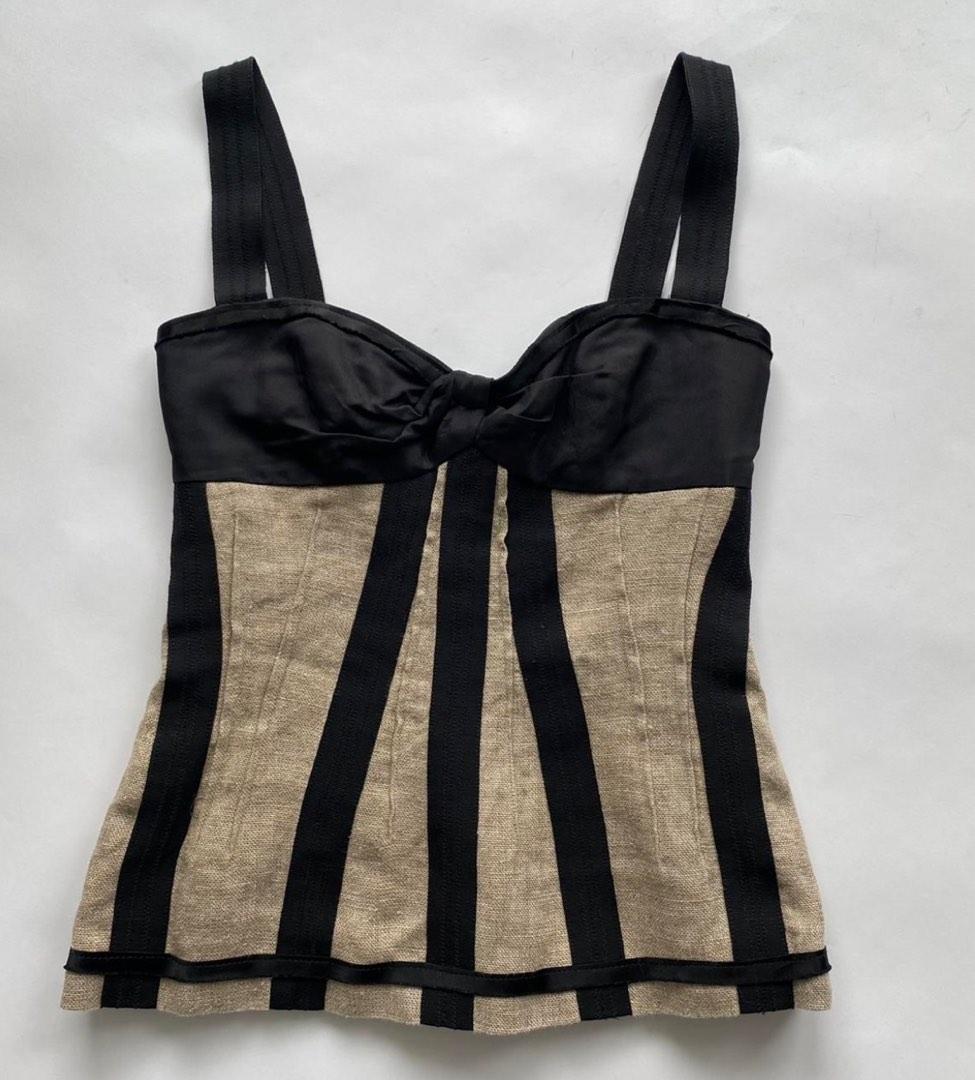D&G Bow corset top (Category: Luxury Apparel) located in Cebu City. Submitted by dandelionne (Listing ID 1194309665, Image 2). Description: open to offers no lowballing i love this top so im fine with just keeping it Vintage Dolce and Gabbana corset bustier top Perfect condition. Lined inside and sturdy, structured material throughout, but no boning so it’s super comfortable. Zips down the back. Pleated detail and slight peplum swing make it figu
