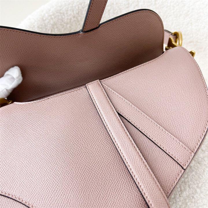Saddle Bag with Strap Blush Grained Calfskin