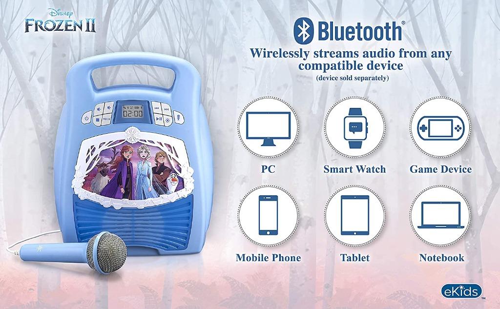 eKids Frozen 2 Bluetooth Portable MP3 Karaoke Machine Player with Light