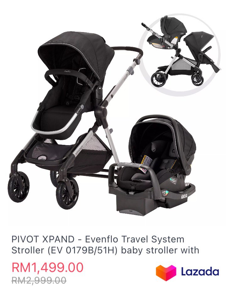 Evenflo Pivot Xpand Modular Travel with Safemax Car Seat Babies