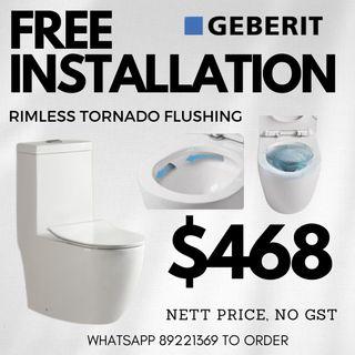 FREE INSTALLATION vortex wc flushing rimless toilet bowl With geberit Fittings tornado  Vortex 001