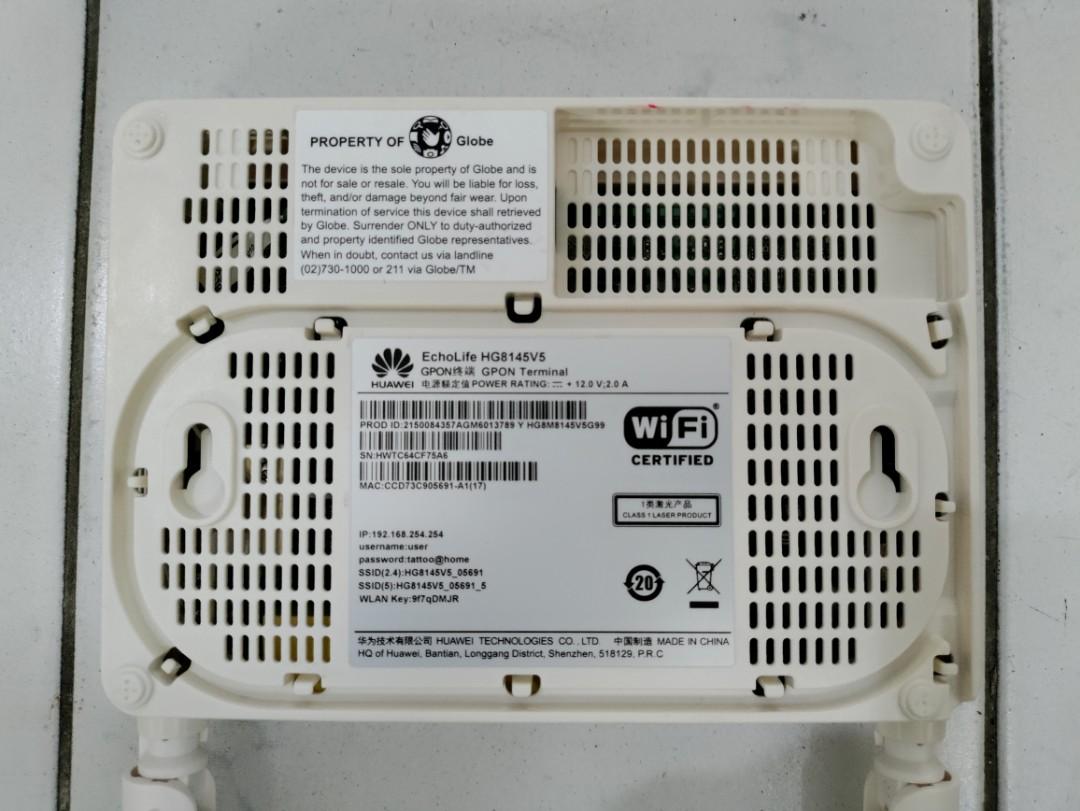 Globe 5V5 Fiber Modem Router, Computers & Tech, Parts & Accessories