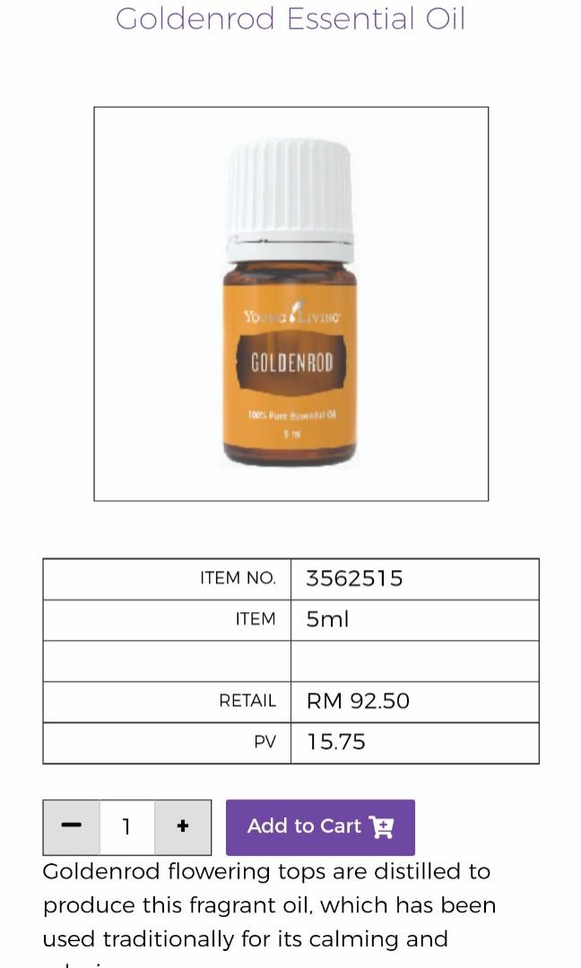 Goldenrod 5ML Young Living, Beauty & Personal Care, Fragrance & Deodorants on Carousell