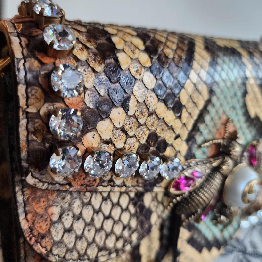 Gucci Broadway Bee Shoulder Bag Embellished Python Mini at 1stDibs