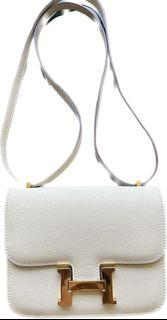 Hermes Epsom Leather Gold Hardware Constance 19 Bag Craie