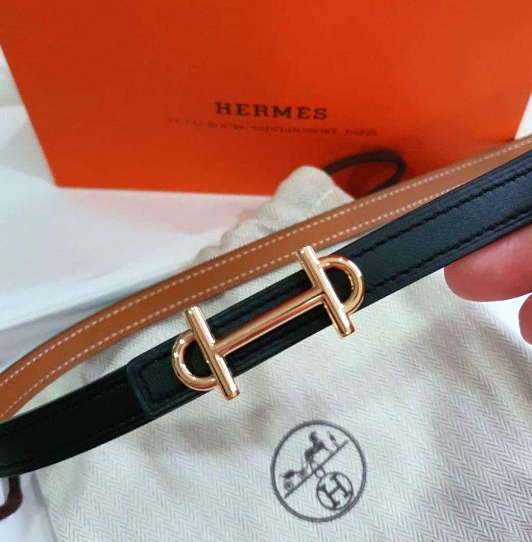 Shop HERMES Gamma belt buckle & Reversible leather belt 13 mm by