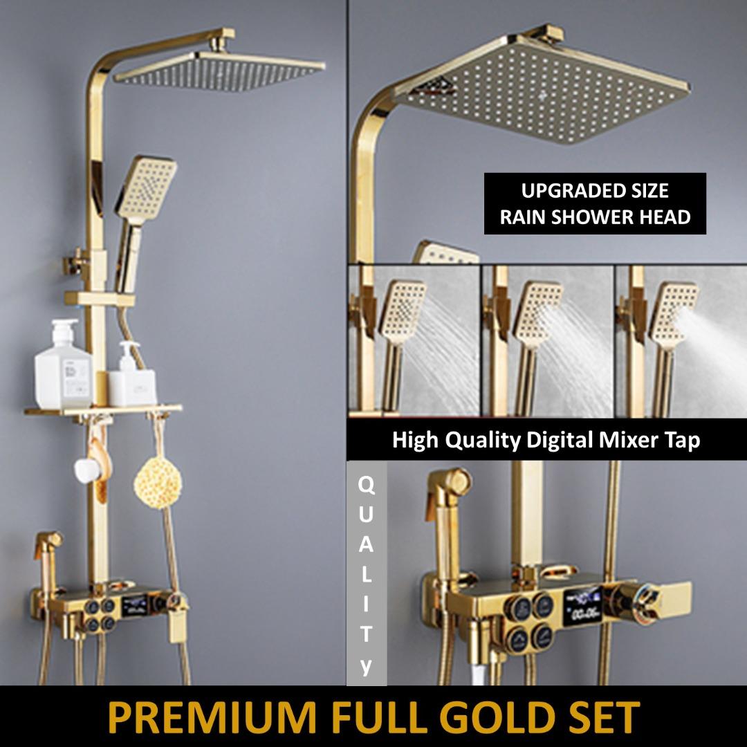 High Quality Digital Gold Rain Shower Set / Premium Classic Glossy Gold