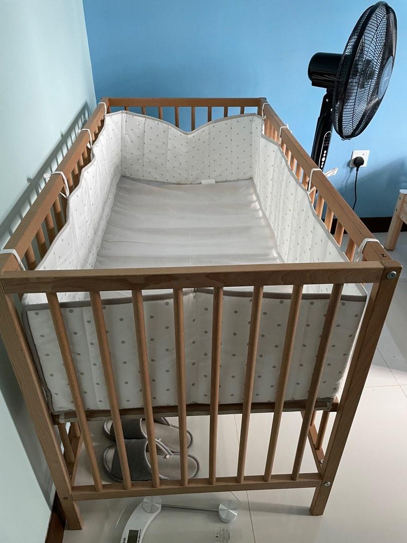 Ikea SNIGLAR Baby Toddler Cot + bumper pad, Babies & Kids, Baby Nursery & Kids Furniture, Cots