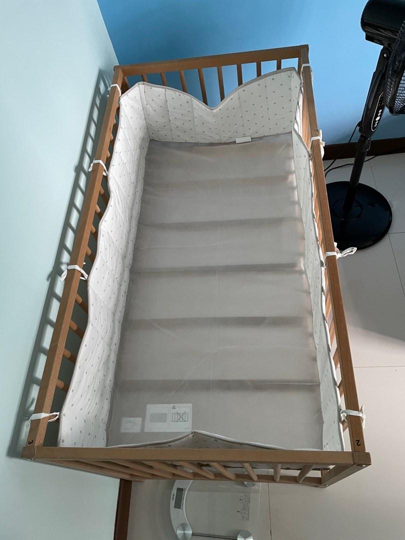 Ikea SNIGLAR Baby Toddler Cot + bumper pad, Babies & Kids, Baby Nursery