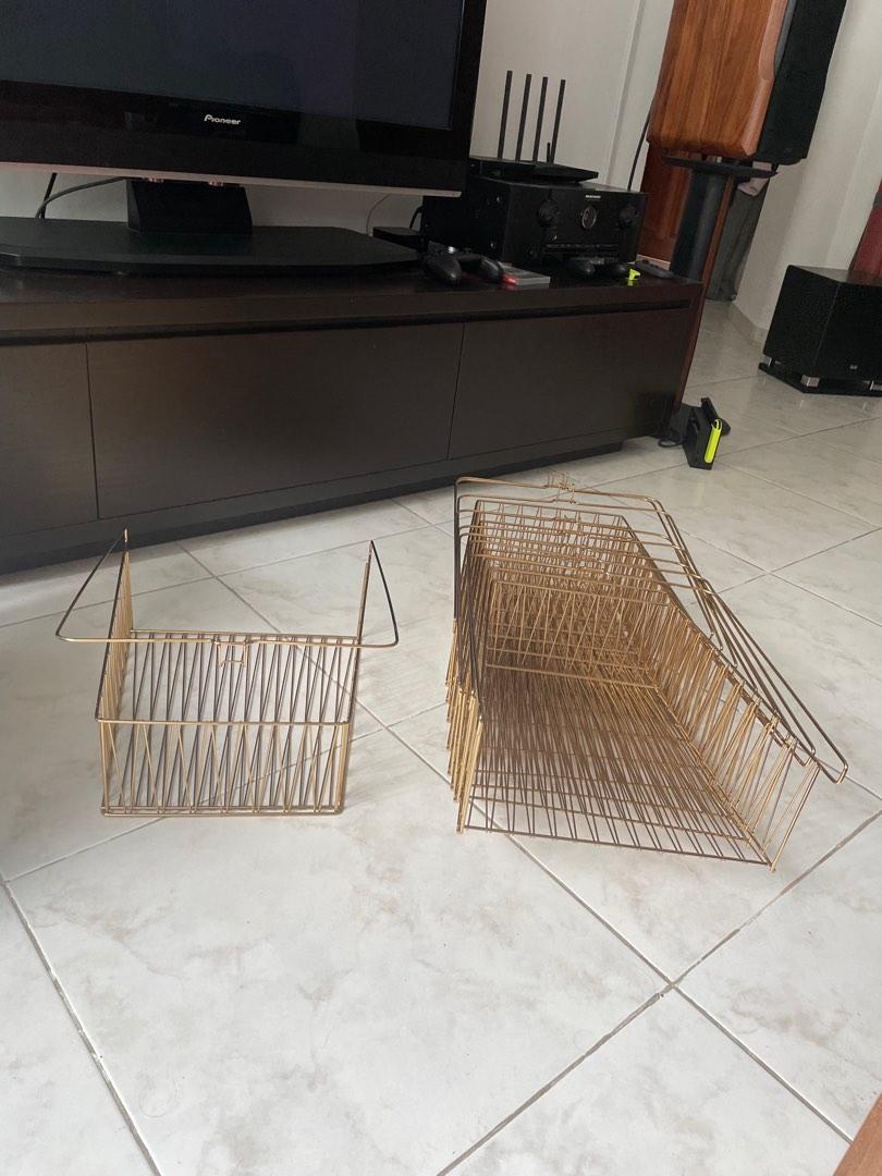 IKEA Kallax Gold Metal Basket, Furniture & Home Living, Home