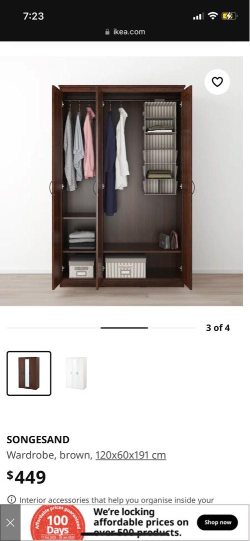 Ikea SONGESAND Wardrobe Brown, Furniture & Home Living, Furniture