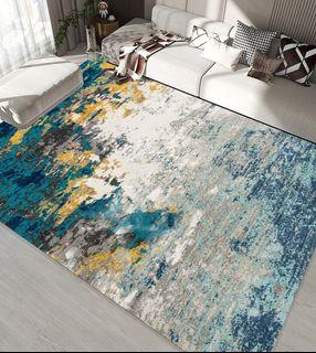 KARPET PREMIUM Velvet Baldu Abstract [Blue Turqoise Gold Color] XL