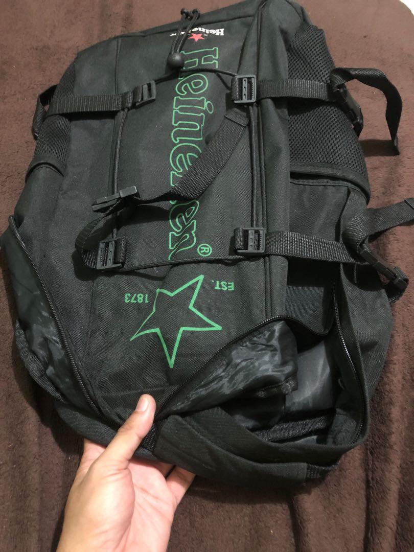 Large Heineken black backpack, Men's Fashion, Bags, Backpacks on Carousell