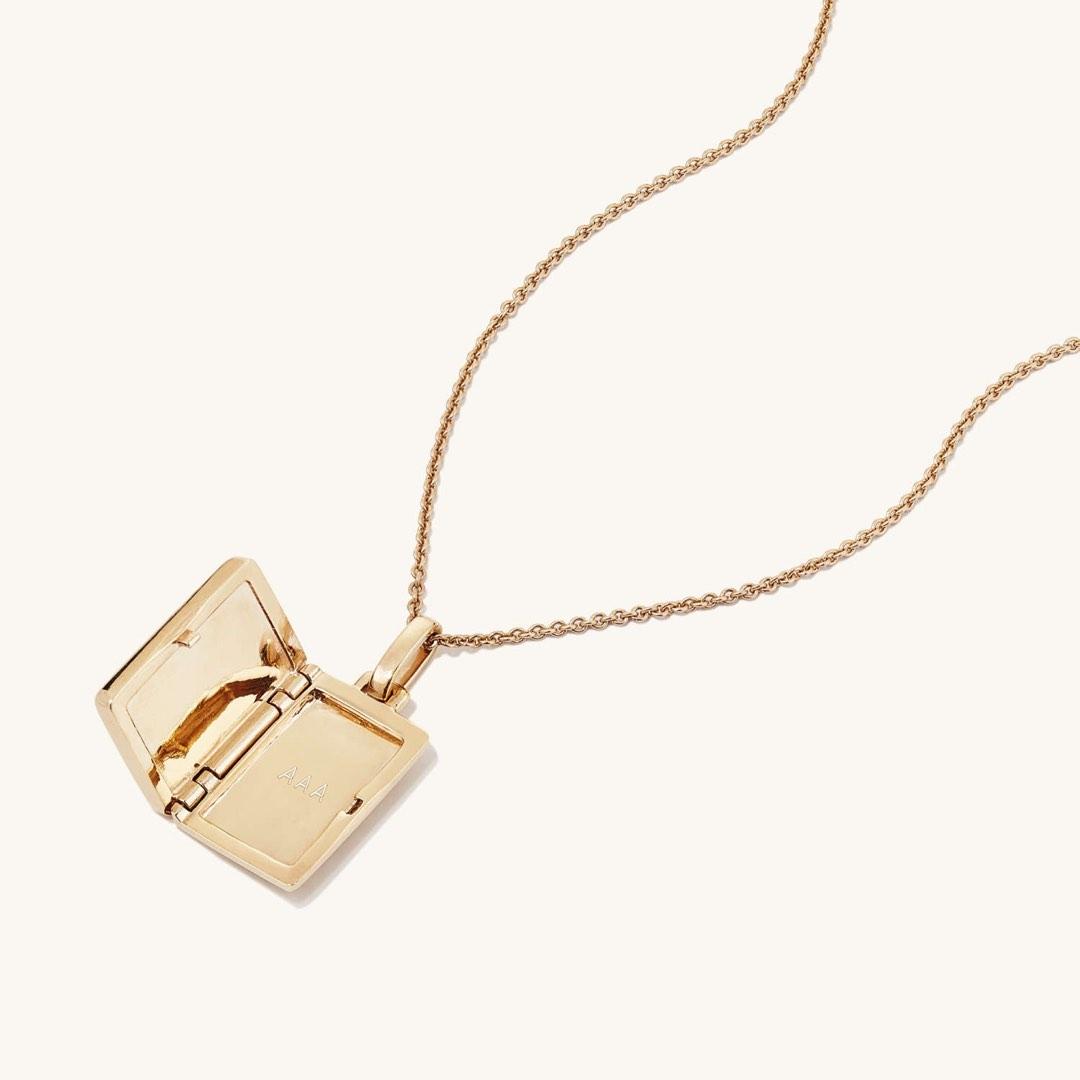 Mejuri Pearl Rectangle Locket Necklace Women s Fashion Jewelry