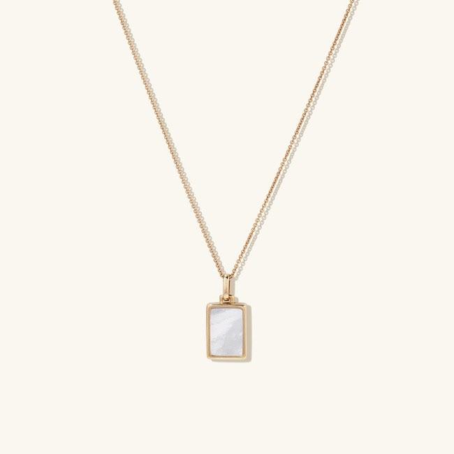 Mejuri Pearl Rectangle Locket Necklace, Women's Fashion, Jewelry