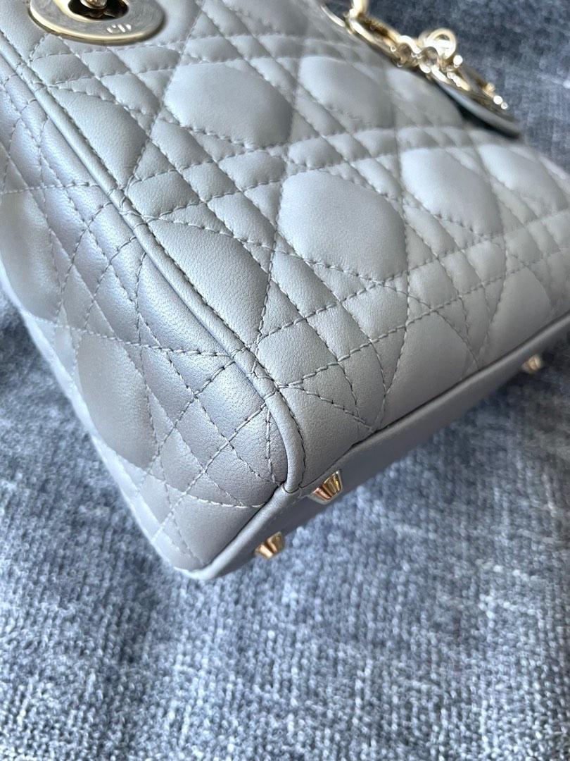 Mini Lady Dior Bag Opaline Gray Pearlescent Cannage Lambskin