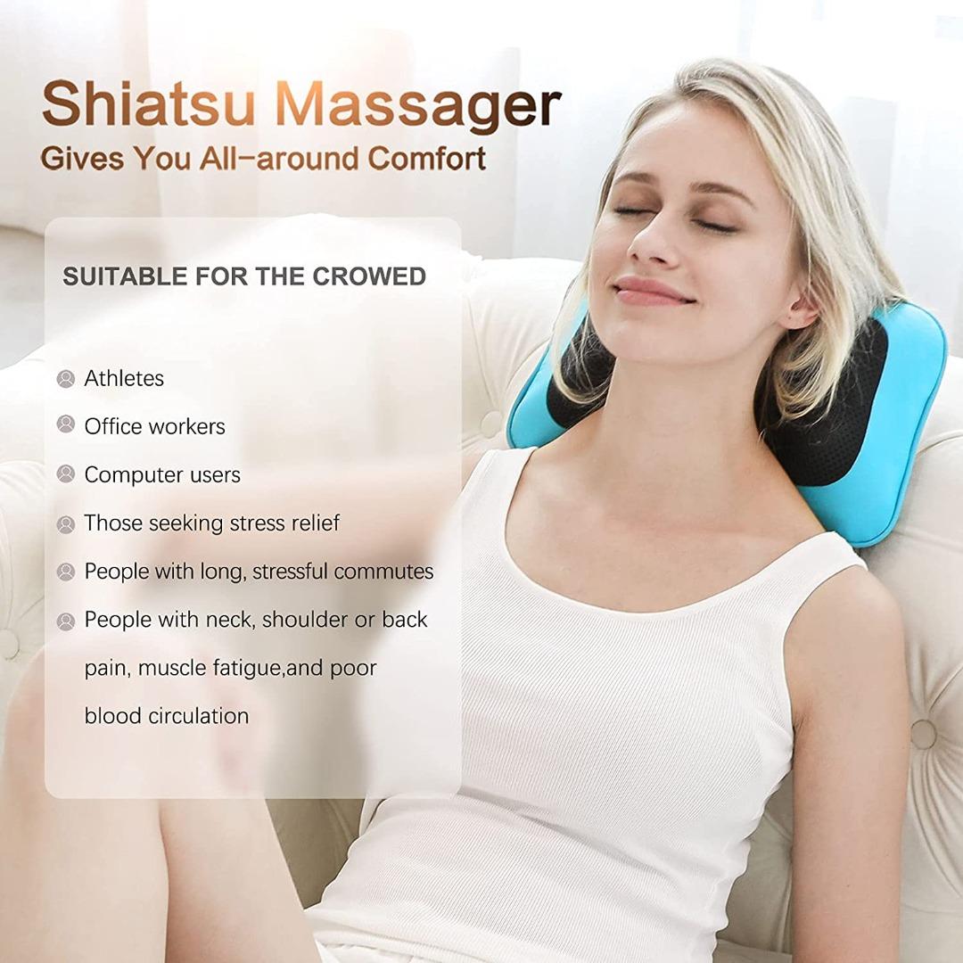 Mo Cuishle Shiatsu Neck & Back Massager Pillow with Heat, Health &  Nutrition, Massage Devices on Carousell