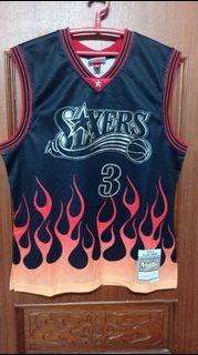 NBA費城76人隊Allen Iverson特殊火焰圖案球衣L號