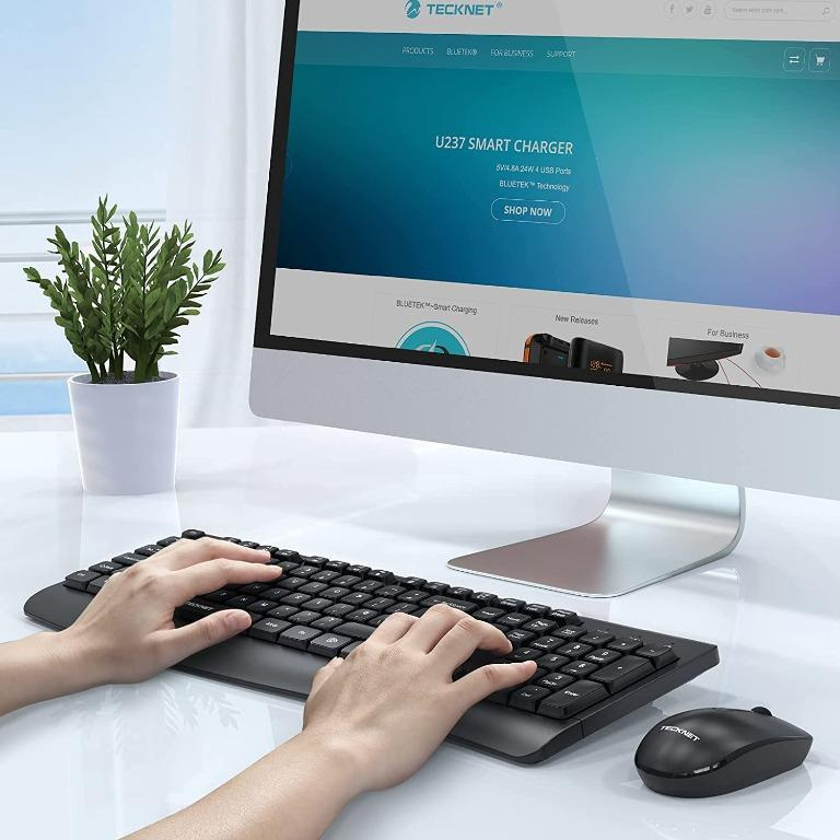 TECKNET Wireless Keyboard & Mouse Combo - 2.4GHz Mini Cordless Set With Silent Click