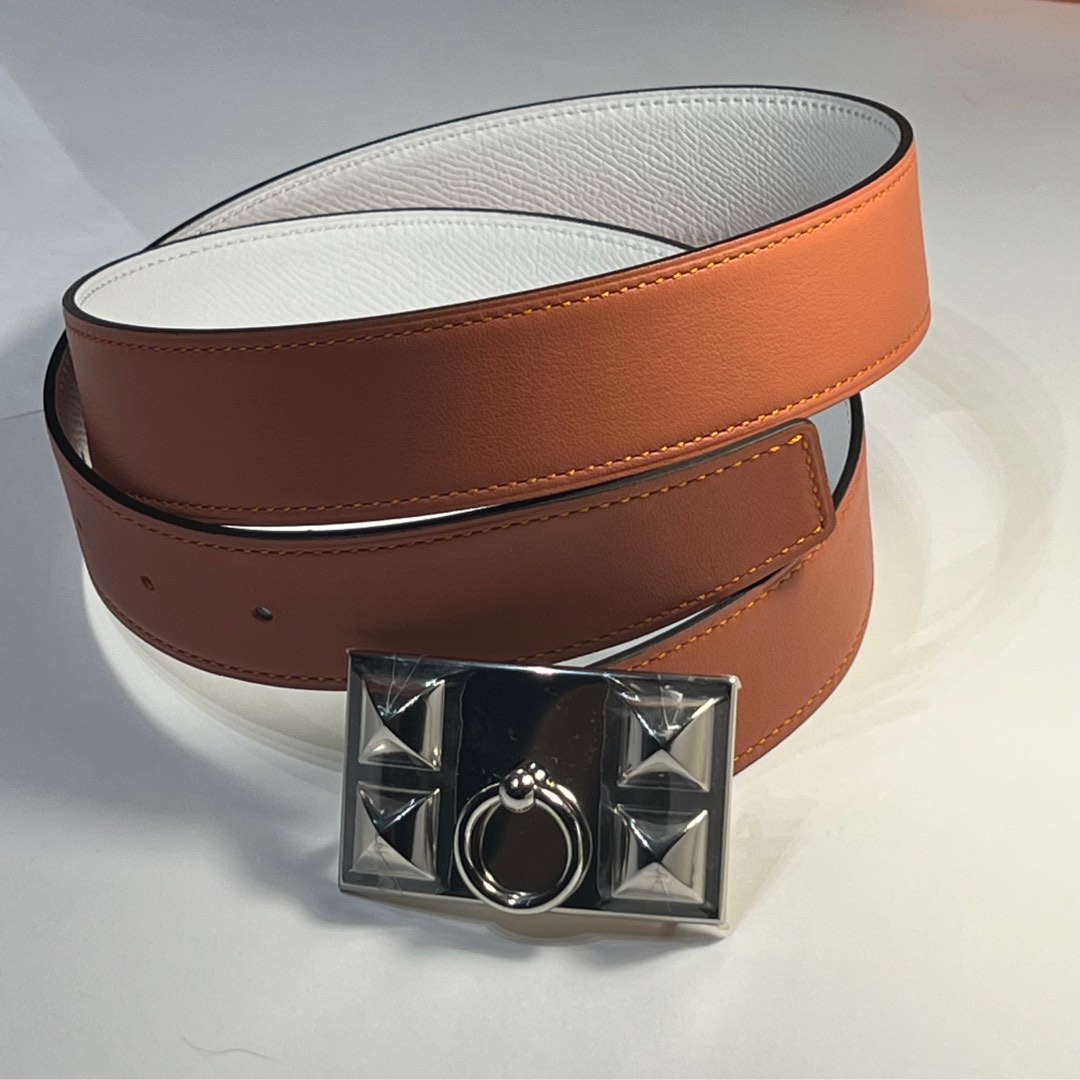 NEW HERMES CDC Buckle Belt White Epsom Terre Batue Men s