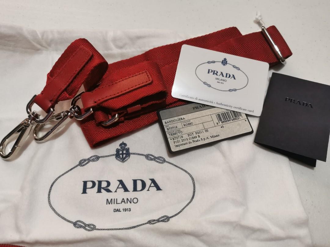 NEW: PRADA Tessuto Sling Bag ( Rosso ) (Category: Luxury Bags & Wallets) located in Marikina City. Submitted by yourlittleshop25 (Listing ID 1194218845, Image 3). Description: NEW: PRADA Tessuto Sling Bag ( Rosso) - Tessuto nylon body - Saffiano leather details - silver hardware - adjustable strap - with authenticity card and dust bag - condition: 10/10.
