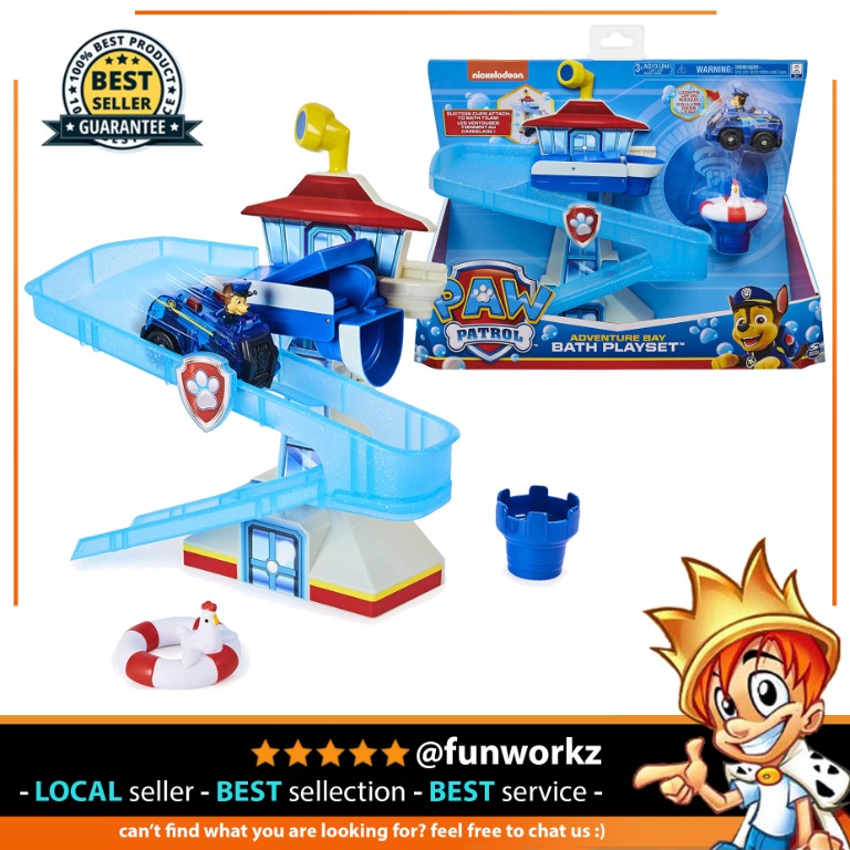 Paw Patrol, Adventure Bay Bath Playset with Lightup Chase Vehicle