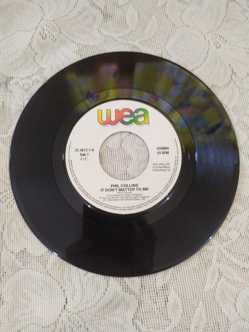 Phil Collins - It Don't Matter To Me (7" single) (Category: Vinyls) located in Cebu City. Submitted by pandastampscebu (Listing ID 1049654850, Image 2). Description: Phil Collins - It Don't Matter To Me (WEA, 1982) (7" single) : 150P. Vinyl is in excellent condition. Tracks : A) It Don't Matter To Me B) Why Can't It Wait 'Til Morning Payment : Gcash, RCBC, Palawan. Shipping fee nationwide is 150P. Thanks..