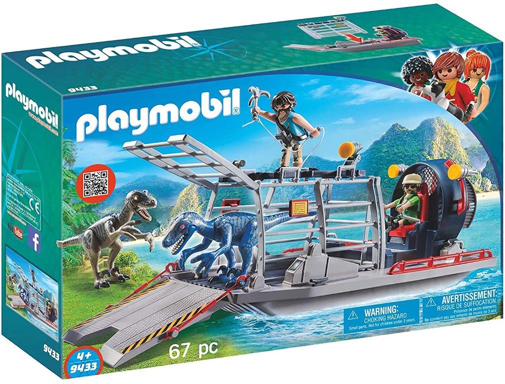 playmobil enemy airboat with raptor building set