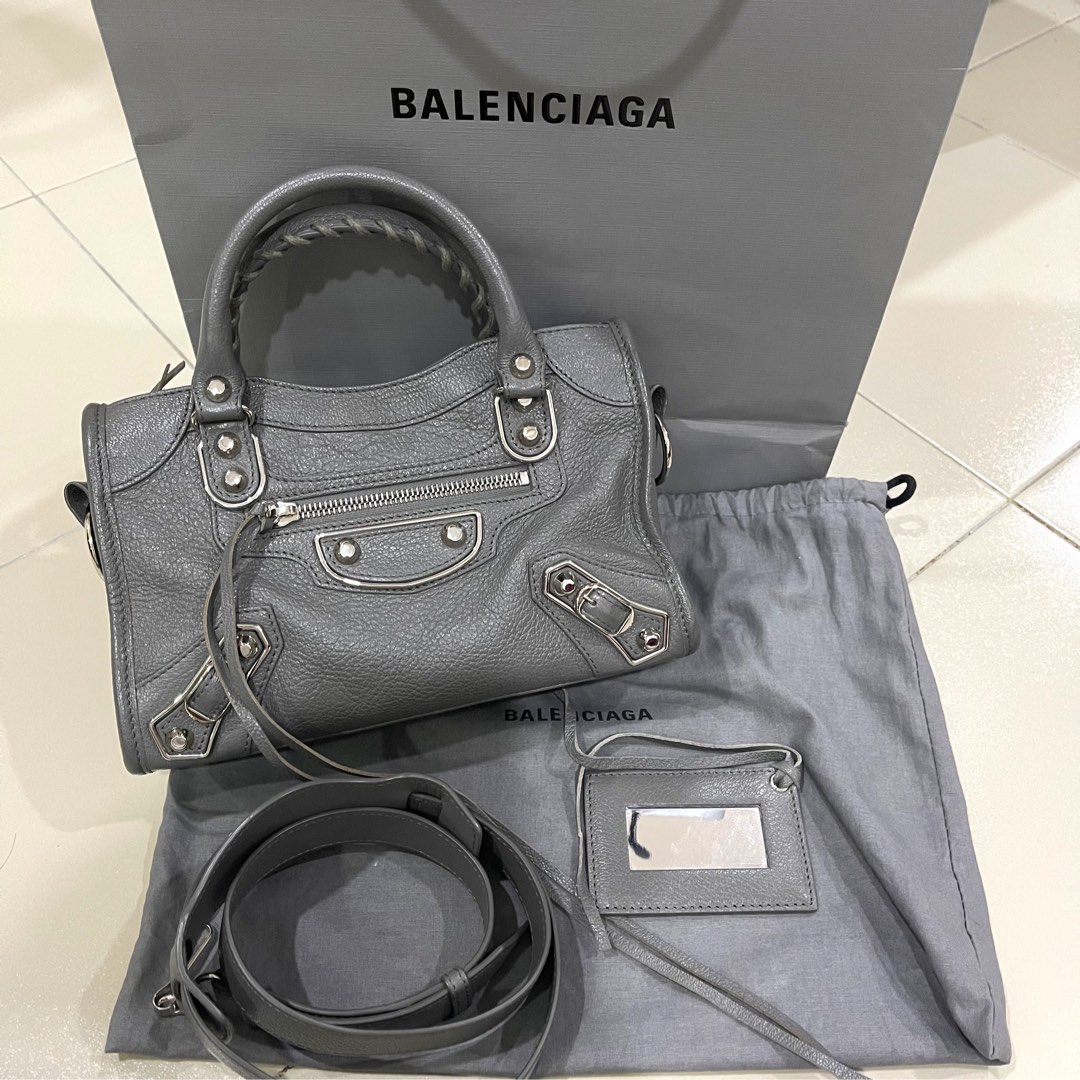 Preloved) BALENCIAGA City Metallic Edge Mini in Grey, Luxury, Bags u0026  Wallets on Carousell