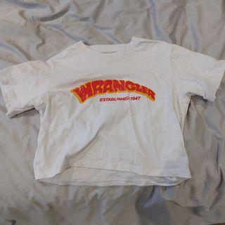 Rustic Wrangler white cropped tee