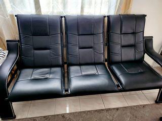 SOFA PREMIUM 3+1+1 Living area Waiting Lounge leather-like [Black] - FREE coffee table