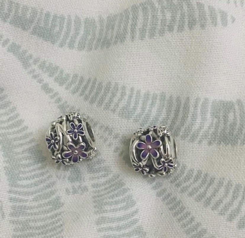SUPER SALE PANDORA OPENWORK PURPLE DAISY CHARM Women s Fashion
