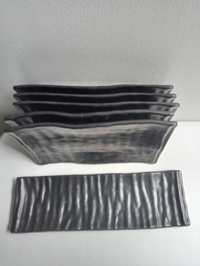 SUSHI PLATES 100% MELAMINE WARE TAKE ALL 6 pcs (Category: Dinnerware & Cutlery) located in Quezon City. Submitted by parekoymarekoy (Listing ID 1194242773, Image 2). Description: TAKE ALL 6 PCS 5 PCS - 9.5 X 6" 1 PC - 12" X 4" 100% MELAMINE WARE BLACK.