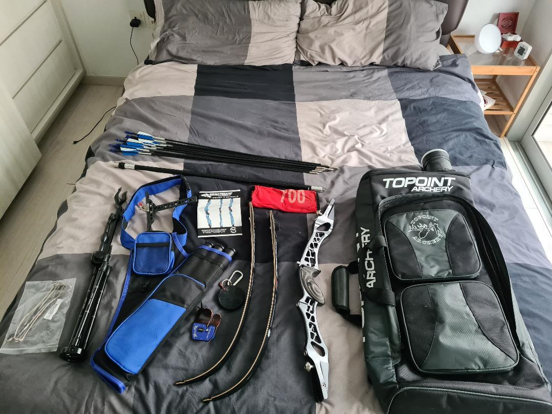 Topoint/Sanlida recurve bow set, with riser, limbs, arrows, bag, tripod ...
